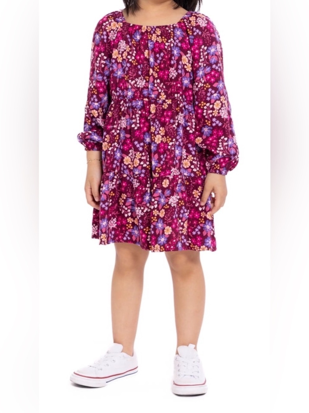 Wonder Nation Girls 2T Purple Floral Dress Boho Fall Cottagecore Fairy Preppy